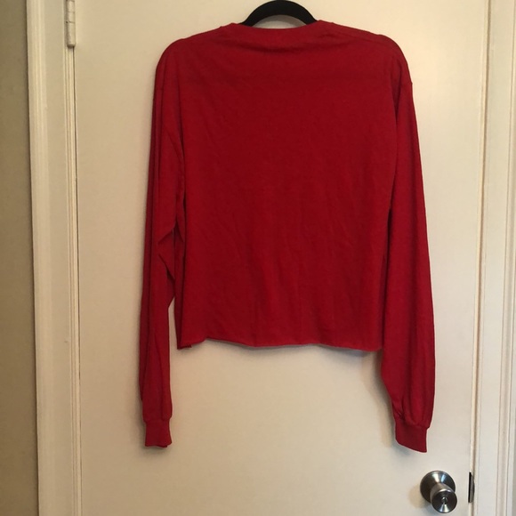 Disney Mickey Mouse Red Long Sleeved Cropped Tee - Size Large - Picture 3 of 4